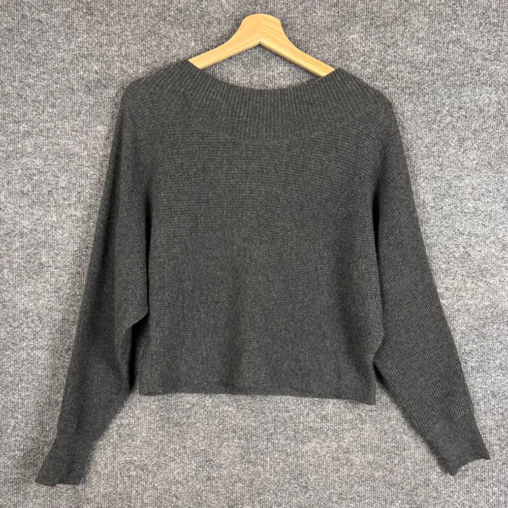 Nordstrom Signature Sweater Womens S Gray Excellent 100% Cashmere Ribbed Dolman